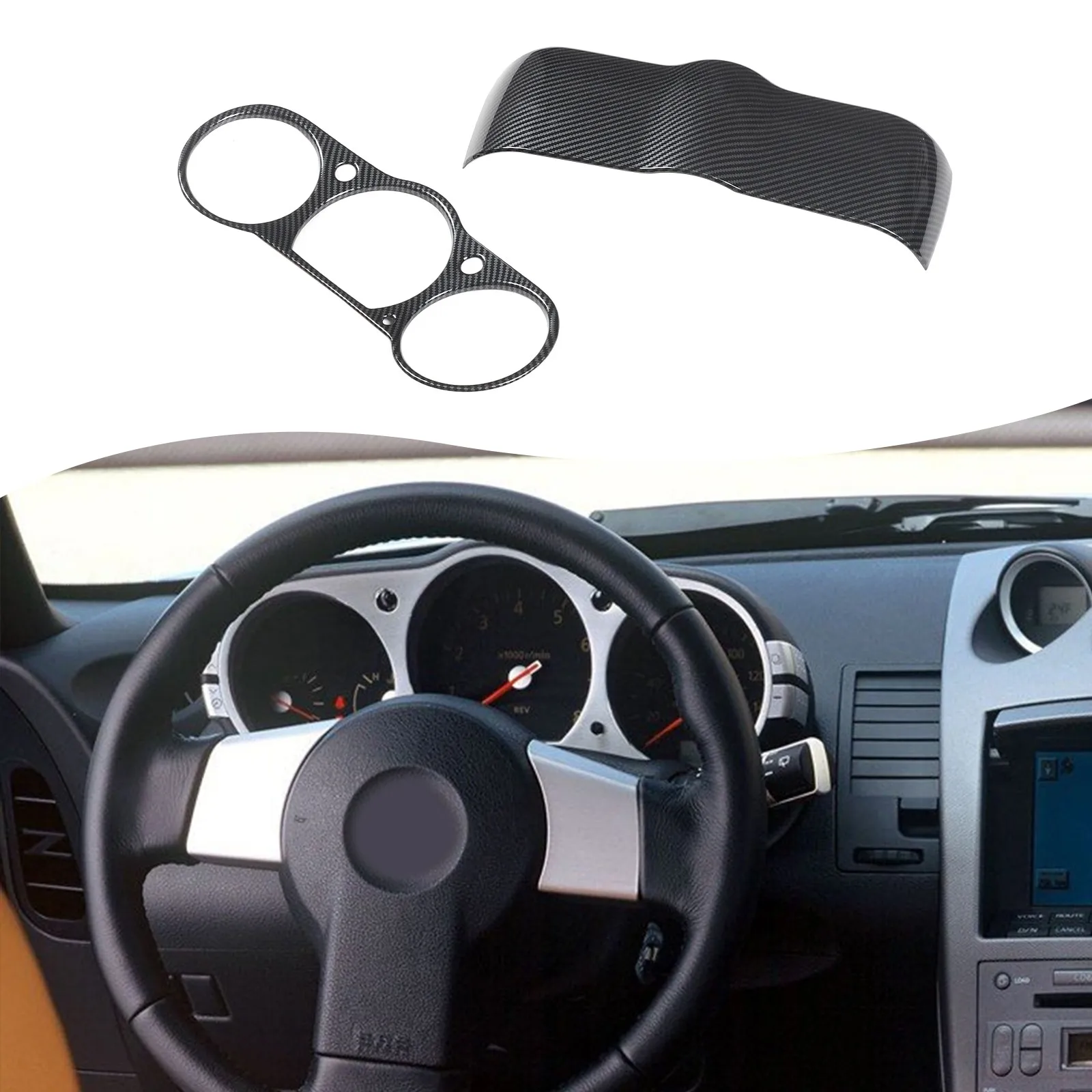 

ABS Carbon Style Car Instrument Speedmeter Frame Trim For Nissan 350Z 2003-2006 Decorative Styling Cover Accessories