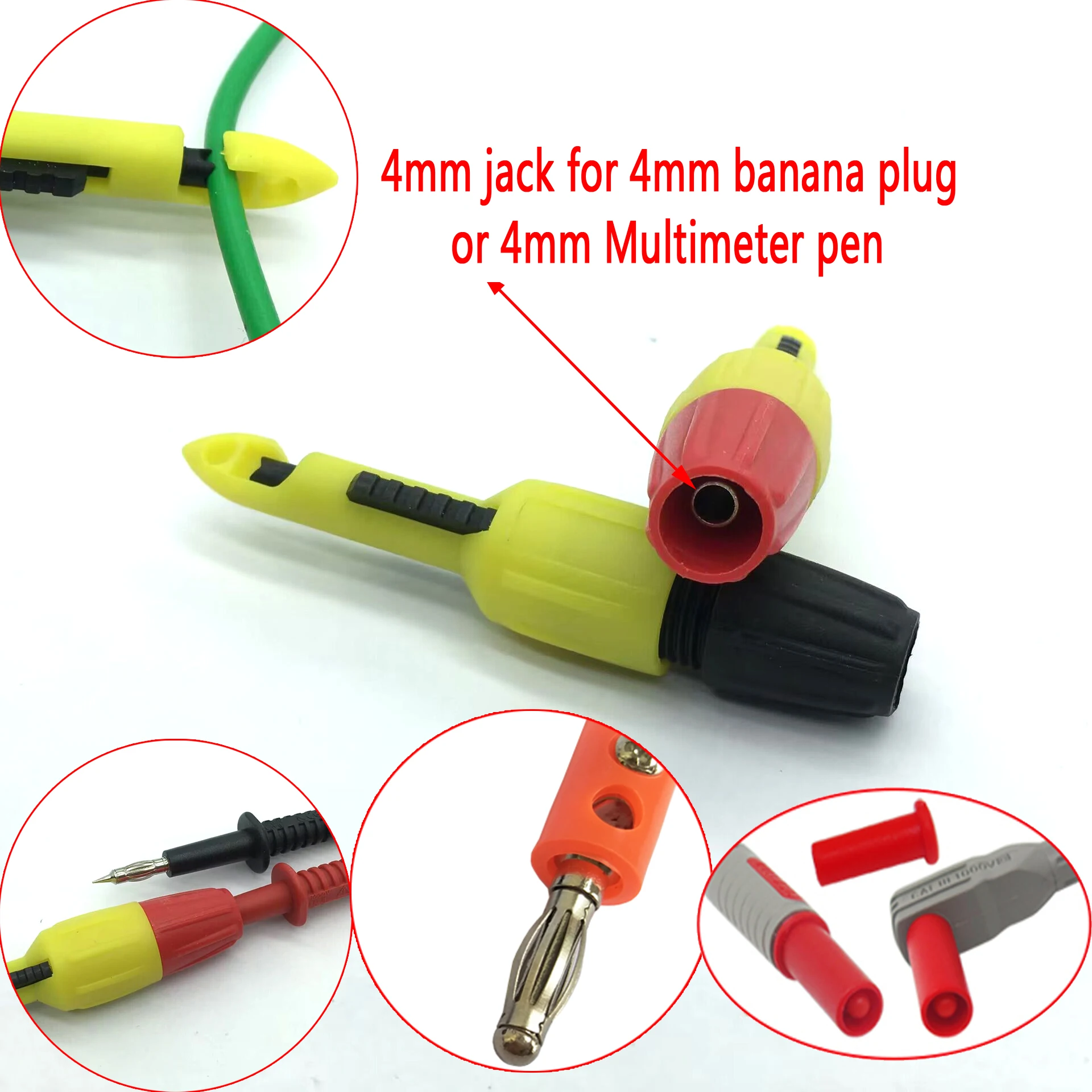 2PCS Insulation Cable Wire Piercing Puncture Probe Test Hook Clip with 2mm/4mm Socket Multimeter Pen Automotive Car Repair