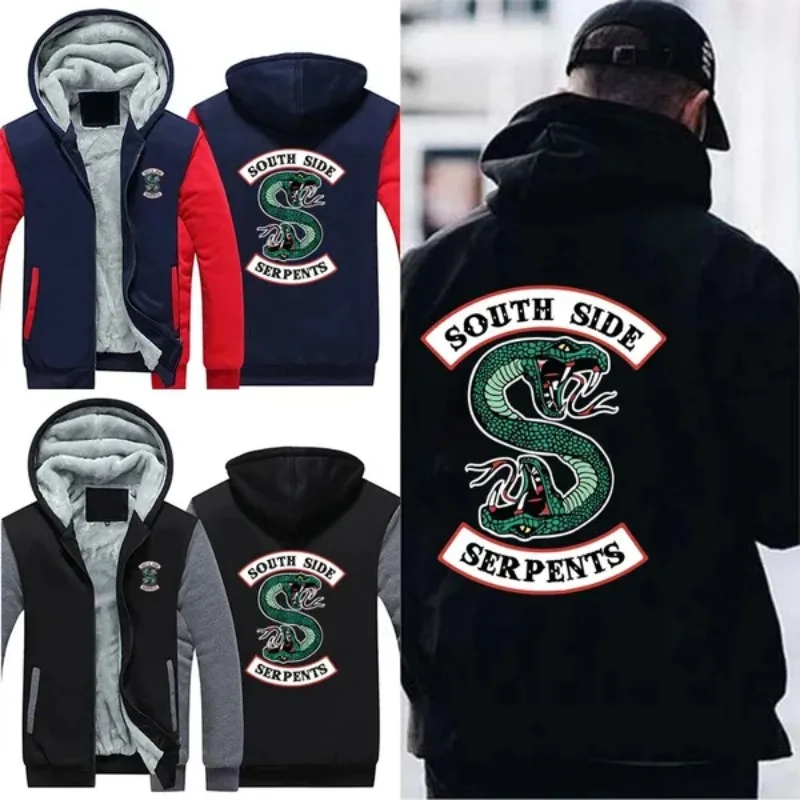 2023 Southside Serpents Printed Winter Hoodie Thicken Zipper Hoodies Thicken Coat Winter Warm Fleece Hoodie Winter Coat Tops