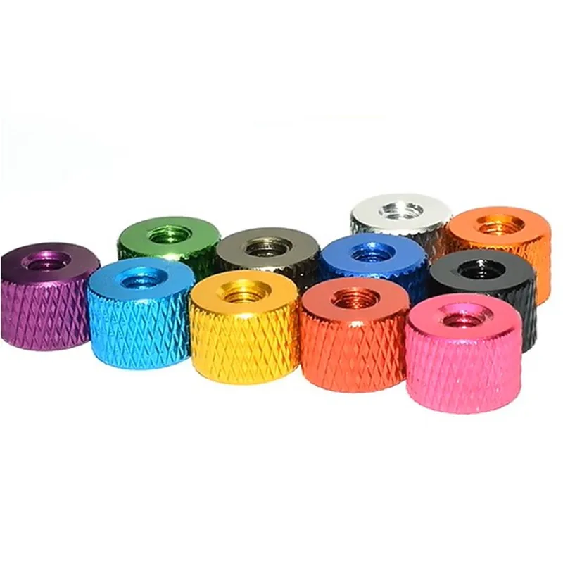 10pcs M3 M4 Aluminum Knurled Thumb Nut 3mm 4mm Threaded Hand Tighten Nut Nuts Anodized 11 Colors view 6