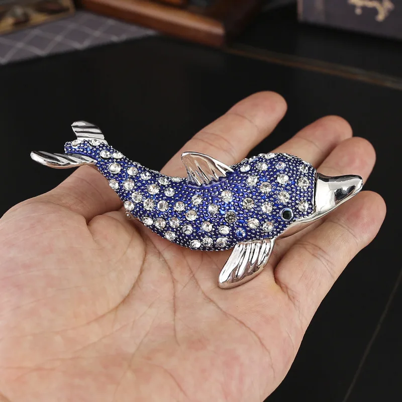 Ocean Dolphin Jewelry Box with Rhinestones Women’s Trinket Organizer for Rings Necklaces Earrings Dolphin ornament Home Decor