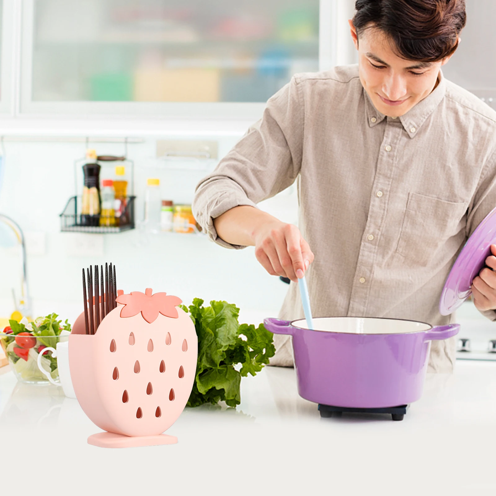 

Drain Basket Plastic Tableware Storage Tube Cutlery Drainer Dish Drying Rack over The Sink