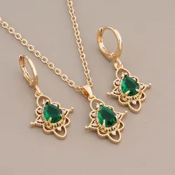 New Vintage Jewelry Set Natural Zircon Women Unique Drop & Dangle Earrings Set Gold Color Earrings High Quality Daily Jewelry
