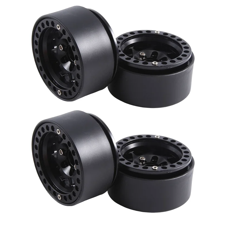 

4PCS 1.9Inch Metal Beadlock Wheel Hub Rim For 1/10 RC Crawler Car TRX4 Axial SCX10 Redcat Gen8,Black 14 Accessories-Y44A