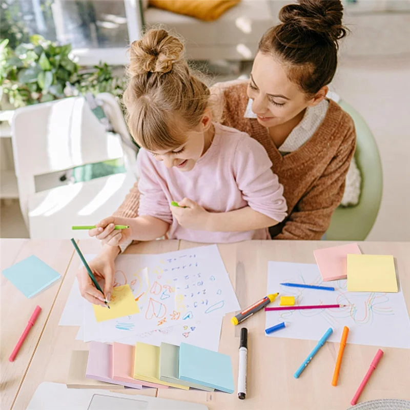 12 Piece Super Sticky Notes Morandi Colors, Bulk Pack Superior Stickiness Eco-Friendly, Portable, Perfect