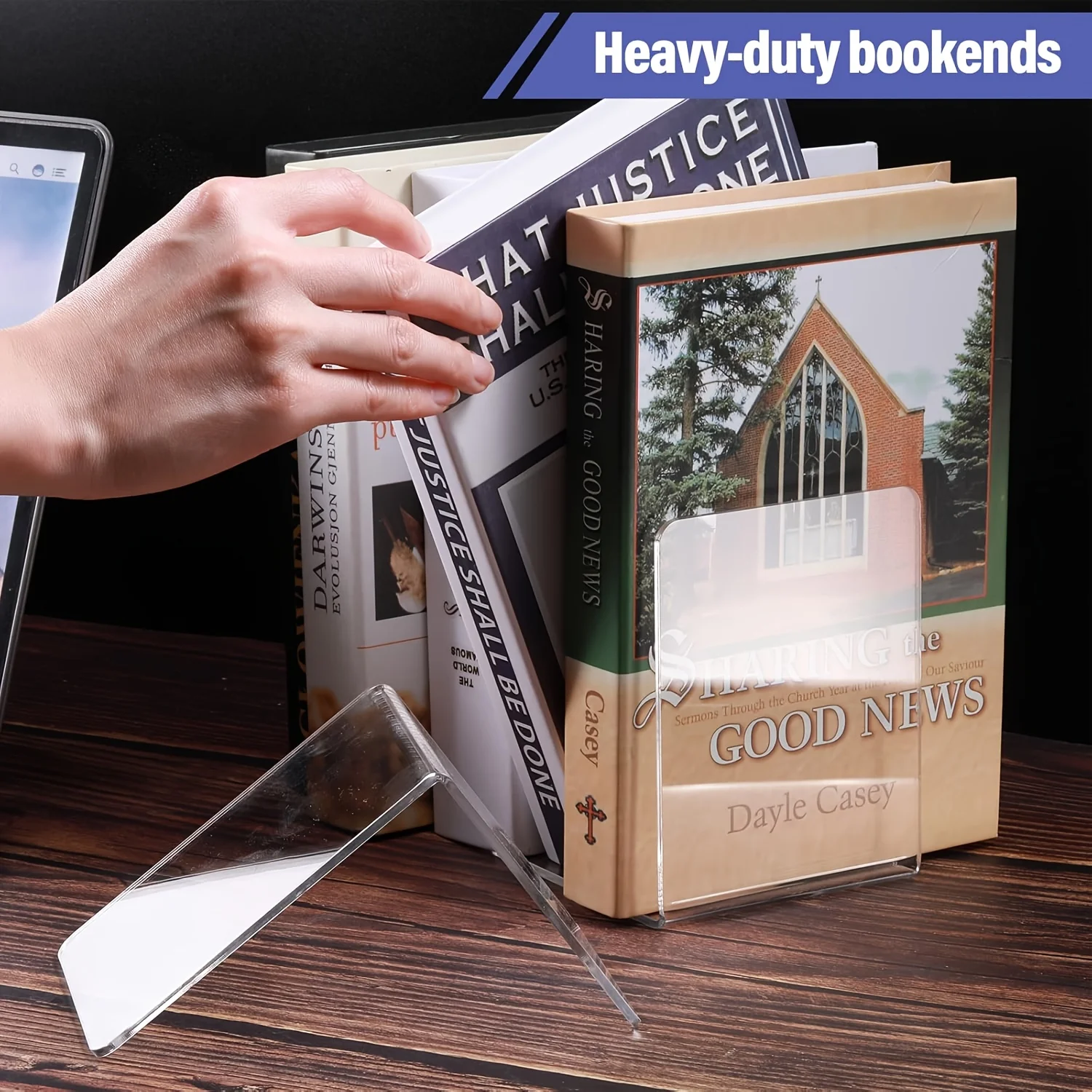 8pcs Clear Acrylic Bookends, L - Clear Acrylic Book Stand Holder 评论和价格