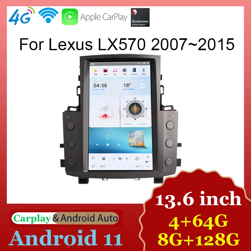 Android Auto Carplay For Lexus LX570 2007-2015 Central LCD Screen Car Radio Multimidia Video Player Wireless GPS Navigation WIFI