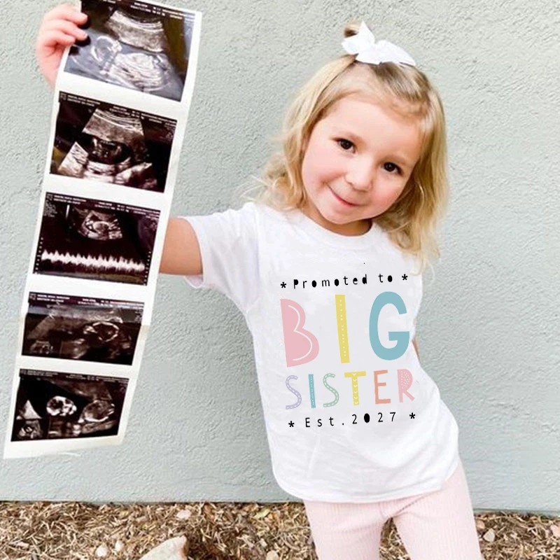 Promoted To Big Sister/Brother 2027 Matching Brother Sister Shirts Baby Announcement New Bro Sis Gift Matching Sibling Clothes