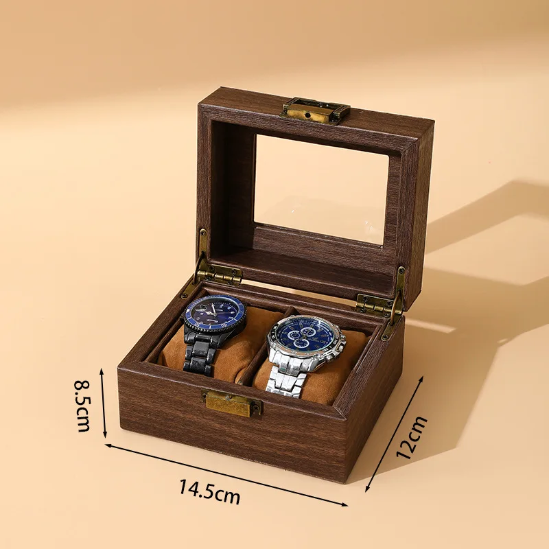 1/2PC Vintage Wood Watch Storage Box Brown Watch Bracelet Storage Display Box Wrist Watch Holder Storage Case Jewelry Organizer