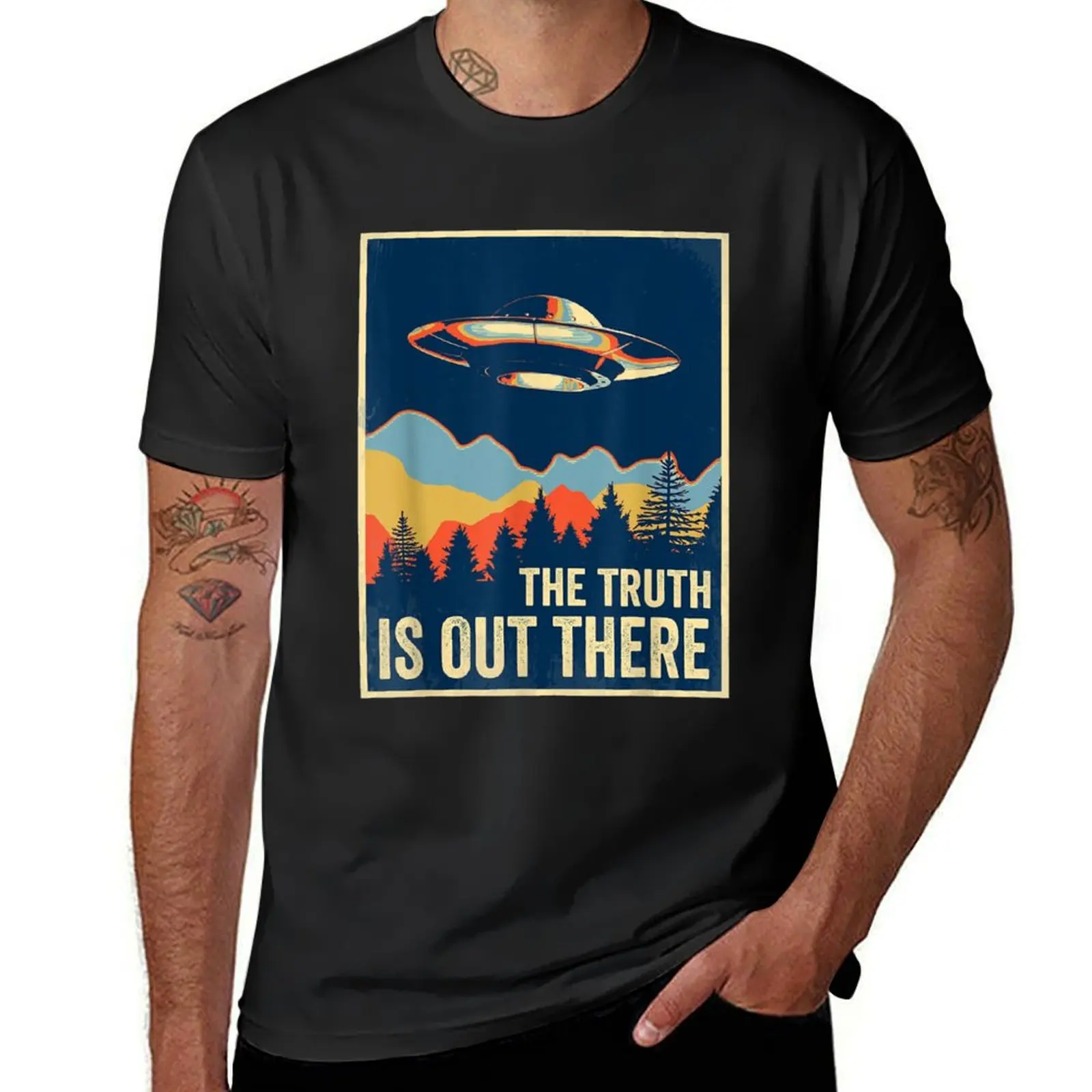 

The Truth Is Out There Retro Vintage UFO T-Shirt Blouse oversizeds sports fans plus size tops Men's t-shirt
