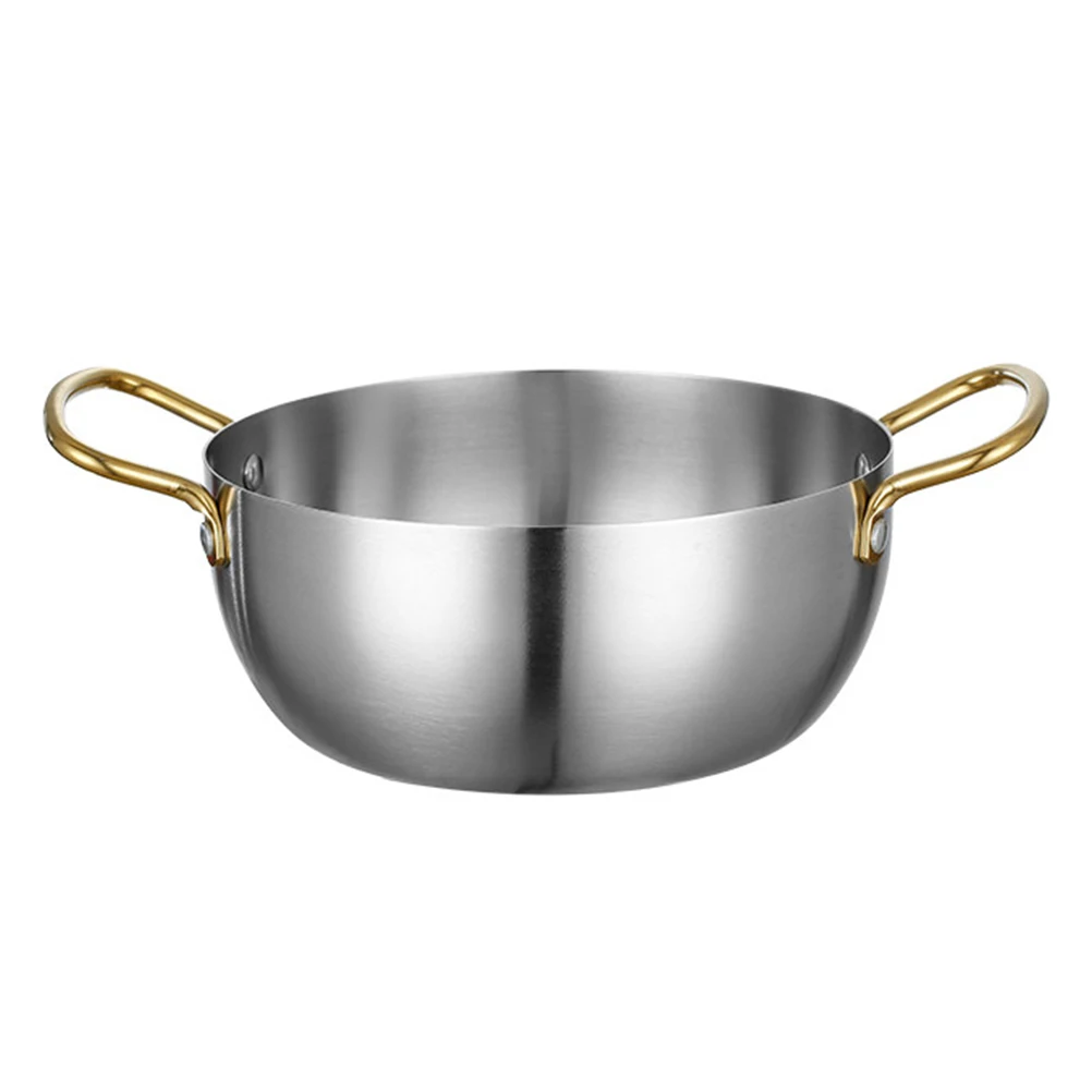 

1pc Stainless Steel Ramen Instant Multi-Functional Double Ears Even Heat Portable Cooking Pot For Home Kitchen