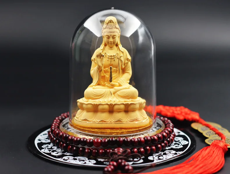 HOME OFFICE Company SHOP CAR TOP Efficacious bless gold Avalokitesvara Guanyin Buddha gilding FENG SHUI statue talisman