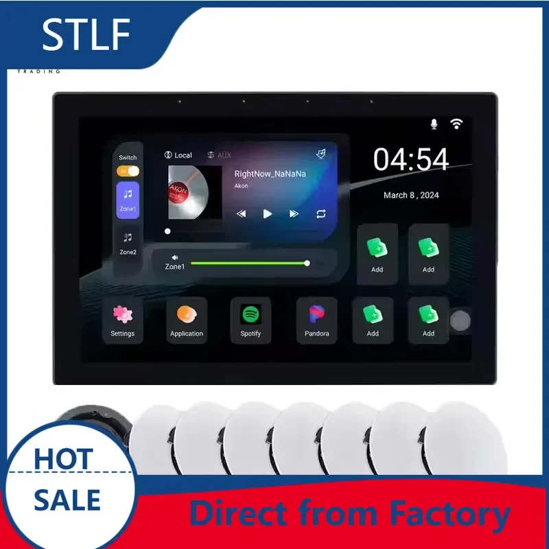STLF T10 Tuya Wall Amplifier Android 11 Background Music Host 8 Channel Independent Music Playback in Two Zones Electric