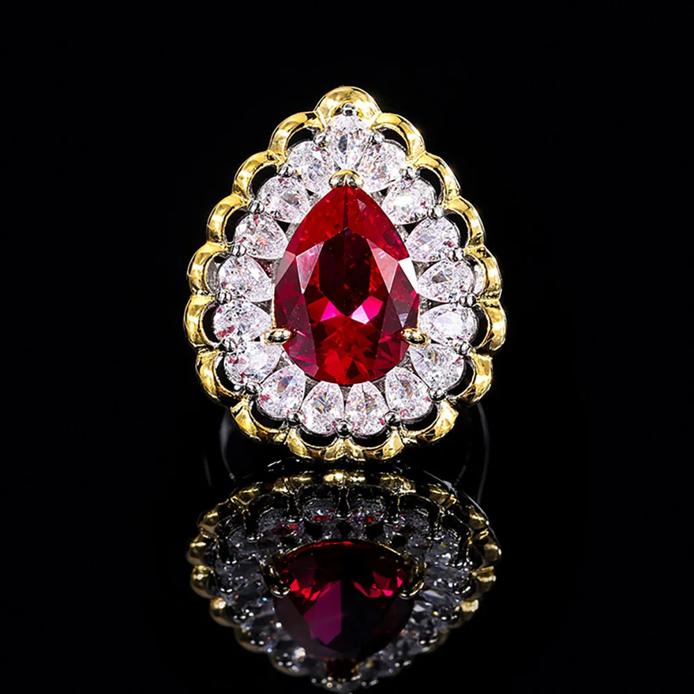 2022 Baru 10*14MM Ruby Zamrud Ba Ba Turmalin Cincin Lab Berlian Cincin Pernikahan Batu Permata Pesta Baik Perhiasan Hadiah Ulang Tahun