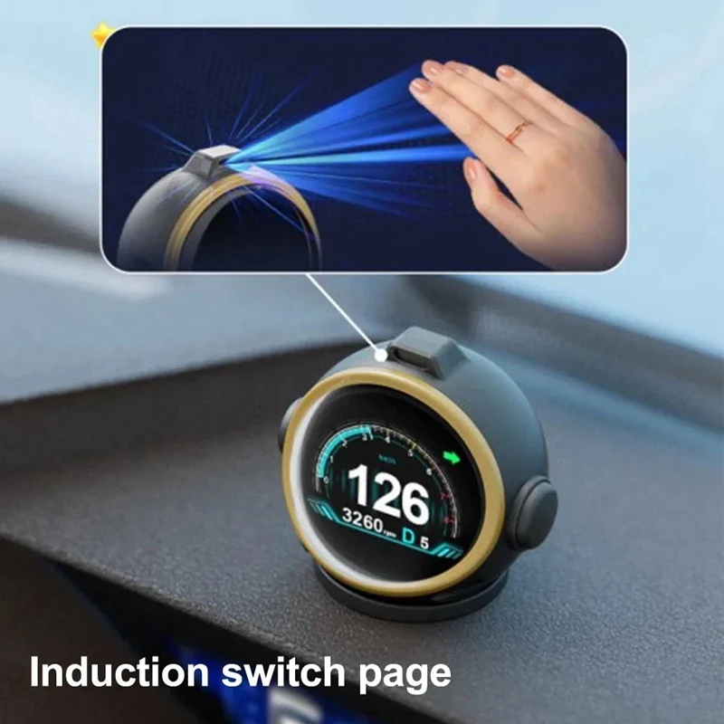 شاشة عرض علوية للسيارة نظام تحديد المواقع الذكي HUD-تصميم روبوت موجه عداد السرعة الرقمي التعرف على الإيماءات قابس USB للسيارة-A14G