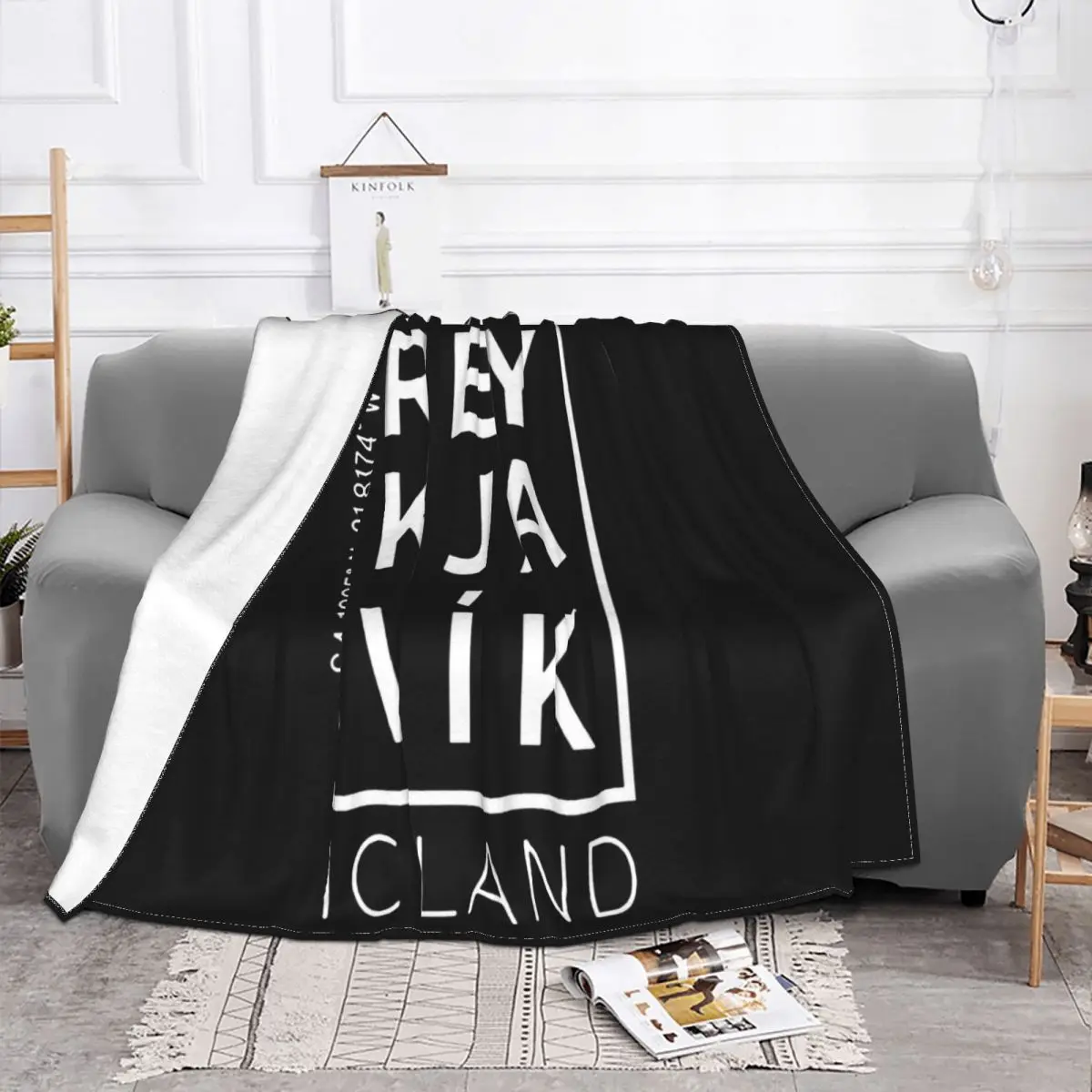 Stylish Reykjavik Iceland City Coordinates Swea Women Men Anime Science Personalized 3D Throw Blanket