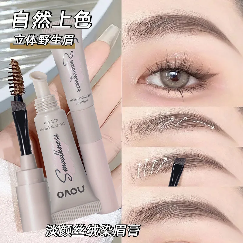 Pomada de cejas impermeable de doble punta, Gel de maquillaje de ojos, crema de cejas con cepillo, tinte de cejas, potenciador de maquillaje, cosméticos, 3 colores