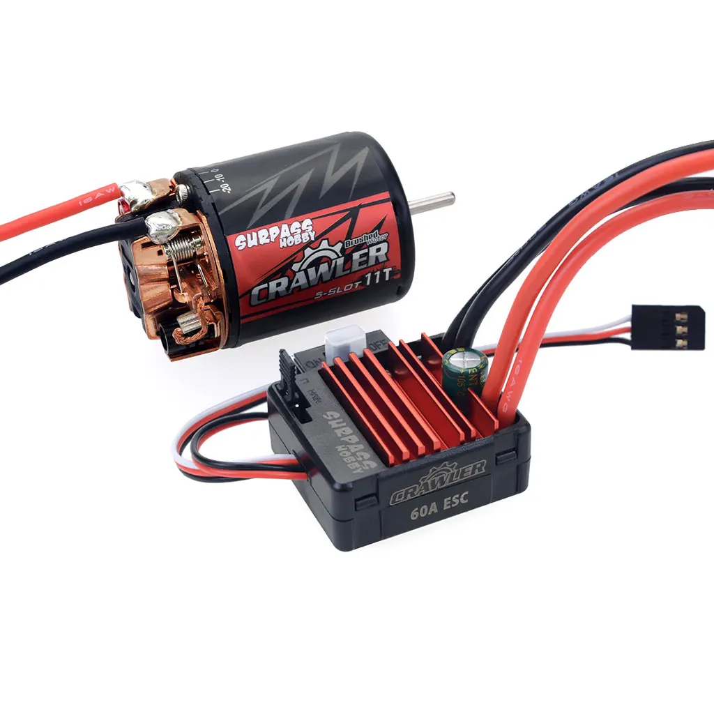 Surpass Hobby 5-Slot 550 540 10T 11T 12T 13T 16T 20T Motor 60A 80A  ESC  For 1/10 1/12  RC  Crawler Car Traxxas SCX10 Climbing