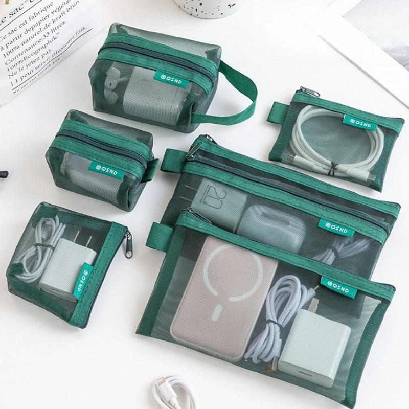 Transparente Netz-Reißverschlusstaschen Mehrzweck Tragbare Reise-Aufbewahrungsbeutel für Kosmetik Elektronik Karten Münzen Toilettenartikel Organizer – Detail 2