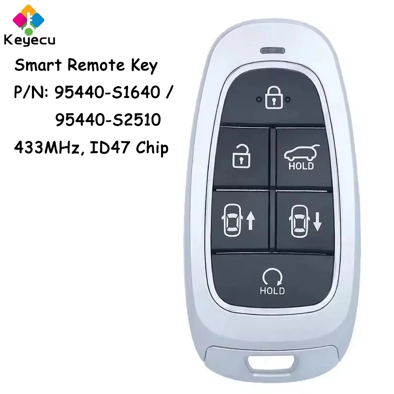 

Умный дистанционный ключ KEYECU с 6 кнопками, чип ID47 433 МГц для Hyundai Santa Fe 2021 2022 2023 2024 Брелок 95440-S1640 95440-S2510