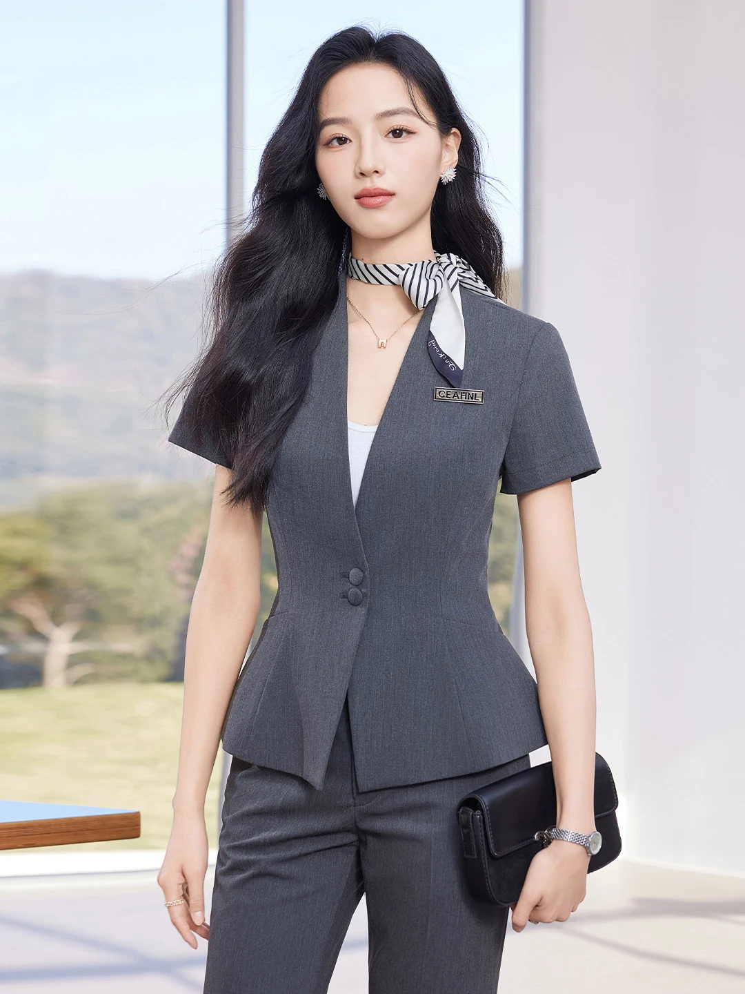 

Professional Jewelry Store Front Desk Women's Fashionable Slimming Work Uniform Set Commute Beauty Salon Front Counter