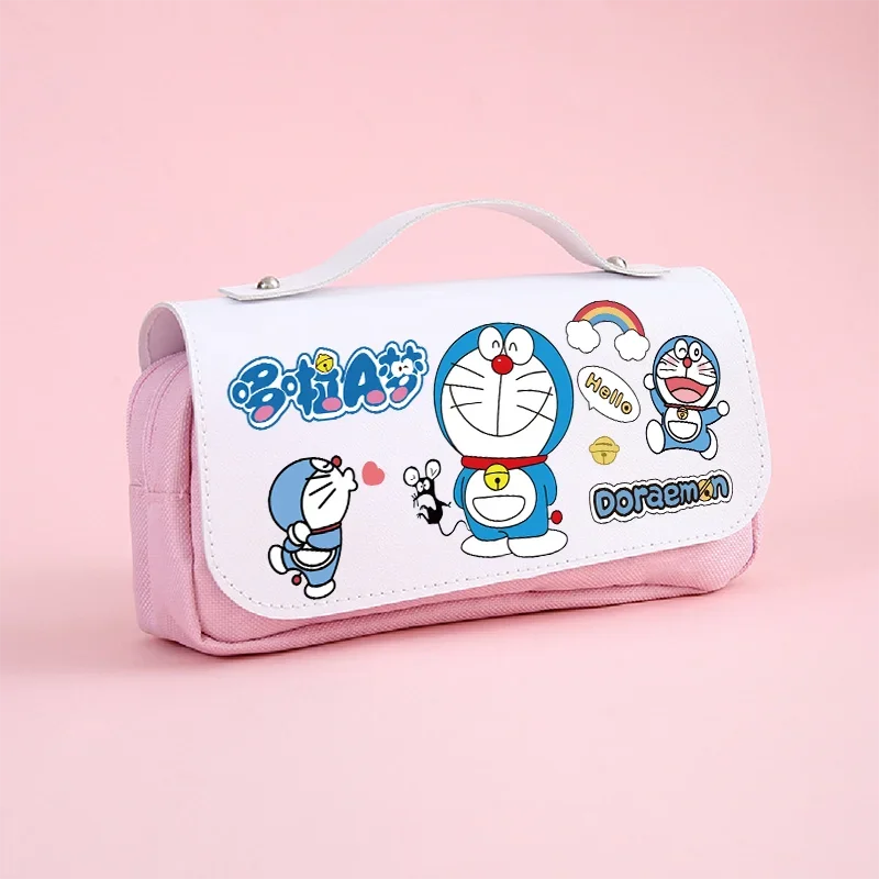 Bolsa de lápices de dibujos animados de Doraemon para niños, bolsa de almacenamiento de gran capacidad, bolsa de papelería multifuncional para estudiantes, regalo de vacaciones