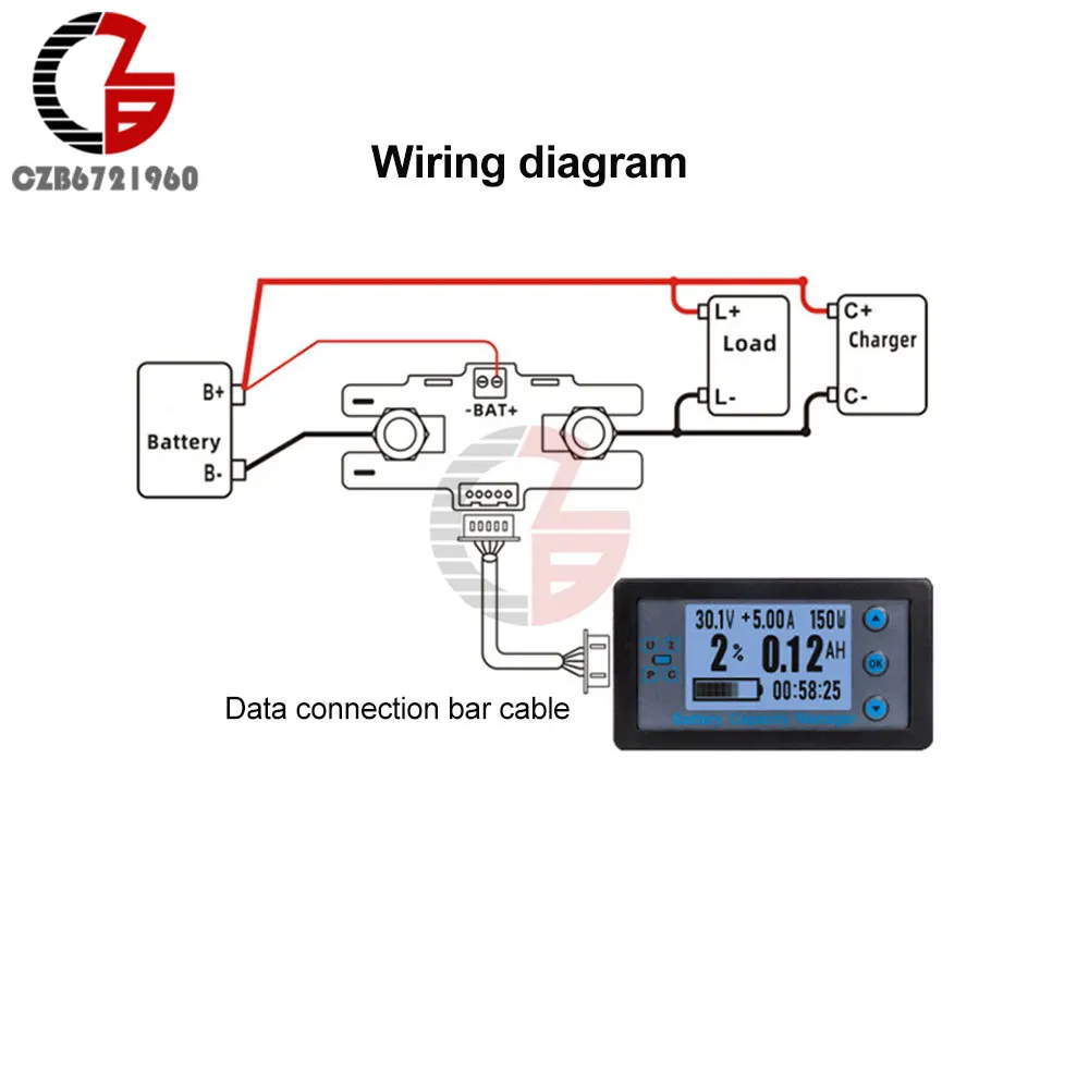 Va9210 High-precision LCD Voltage Current Capacity Meter Electric Vehicle RV Battery Coulomb Meter DC 8-100V 100A 200A 300A 500A