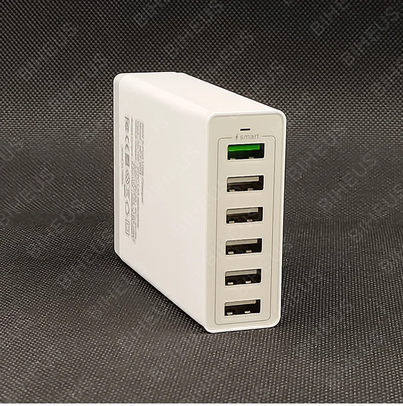 50W 6 Usb Charger Unit Qc 3.0 Fast Charging Station Portable Multi Charger For Mobile Cell Phone Iphone Samsung Quick Adapter