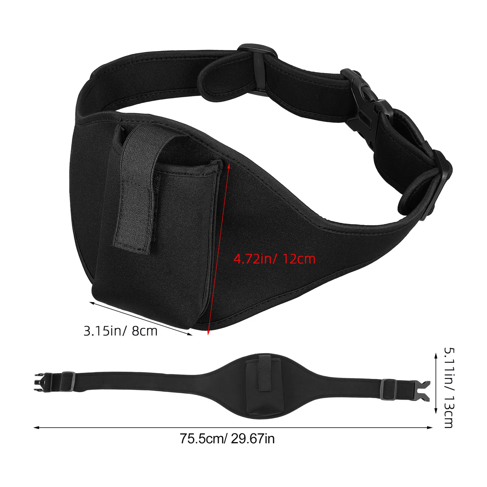 Adjustable Fitness Mic Waist Belt Neoprene Storage Pack Microphone Carrier Running Fanny Pack Mic Waist Belt Microphone Bag