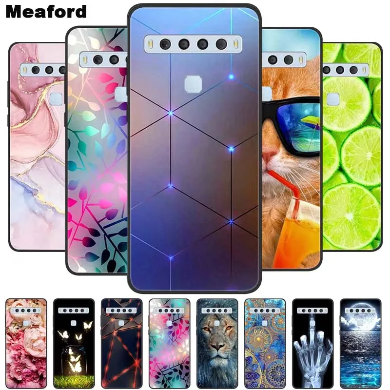 Dla TCL 10L Etui Odporne na wstrząsy Silikonowe Miękkie TPU Pokrowiec na telefon dla TCL 10 L 10 Lite Etui TCL10L 10L Cute Cat Wolf Cartoon Fundas