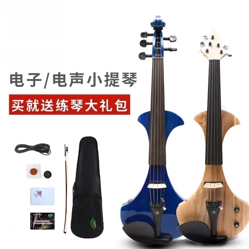 Adult children's solid wood color playing electroacoustic electronic violin, solid wood, mute practice, imported pickup