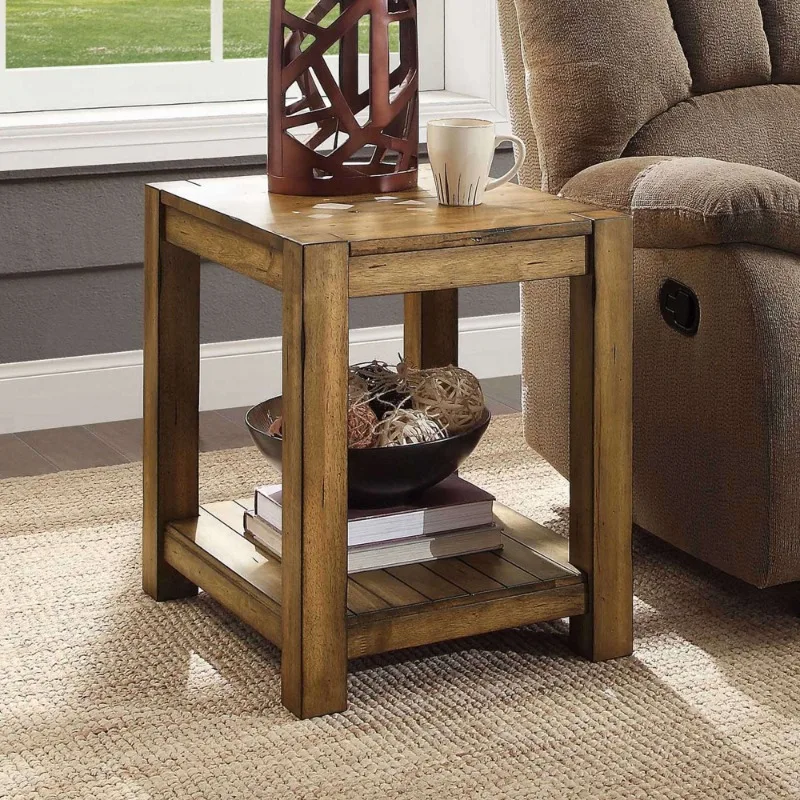 

Bryant Solid Wood End Table, Rustic Maple Brown Finish，Versatile，Easy assembly