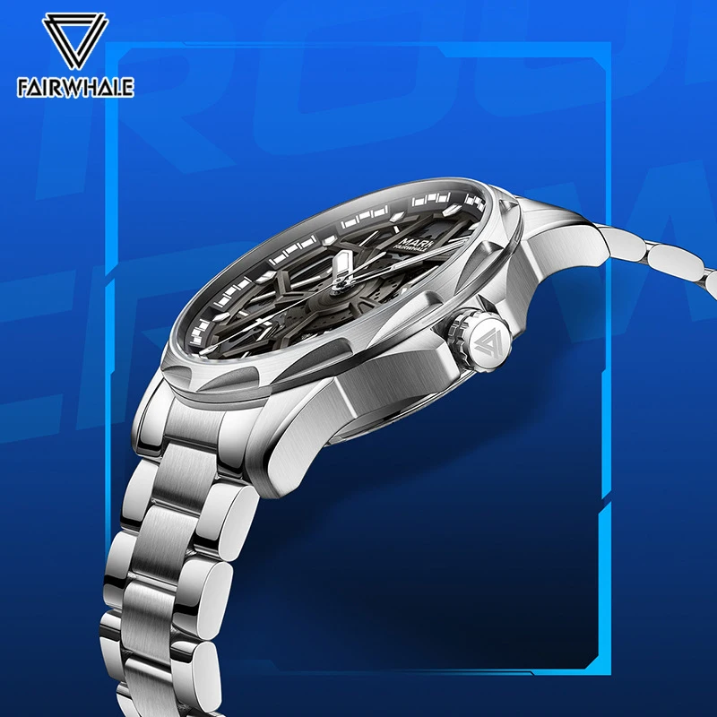 Mark Fairwhale orologio automatico verde di lusso per uomo moda scava fuori orologi scheletrati orologio da polso meccanico uomo Dropshipping