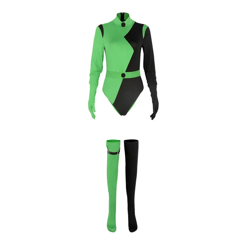 SN60 Shego Cosplay Costume Jumpsuit Gloves Belt Women Girls Outfits Fantasia Halloween Carnival Party Role Play Clothes Suit1@j$