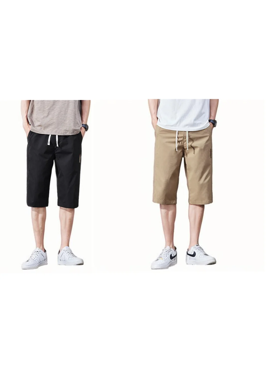 

ZG Ice silk summer thin casual pants men's trendy brand seven-point sports all-match loose straight quick-drying