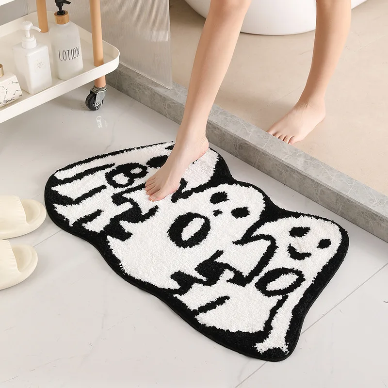 Halloween Ghost Imitation Cashmere Entrance Door Mat Bathroom Irregular Water Absorbent Non Slip Carpet Foot Mat