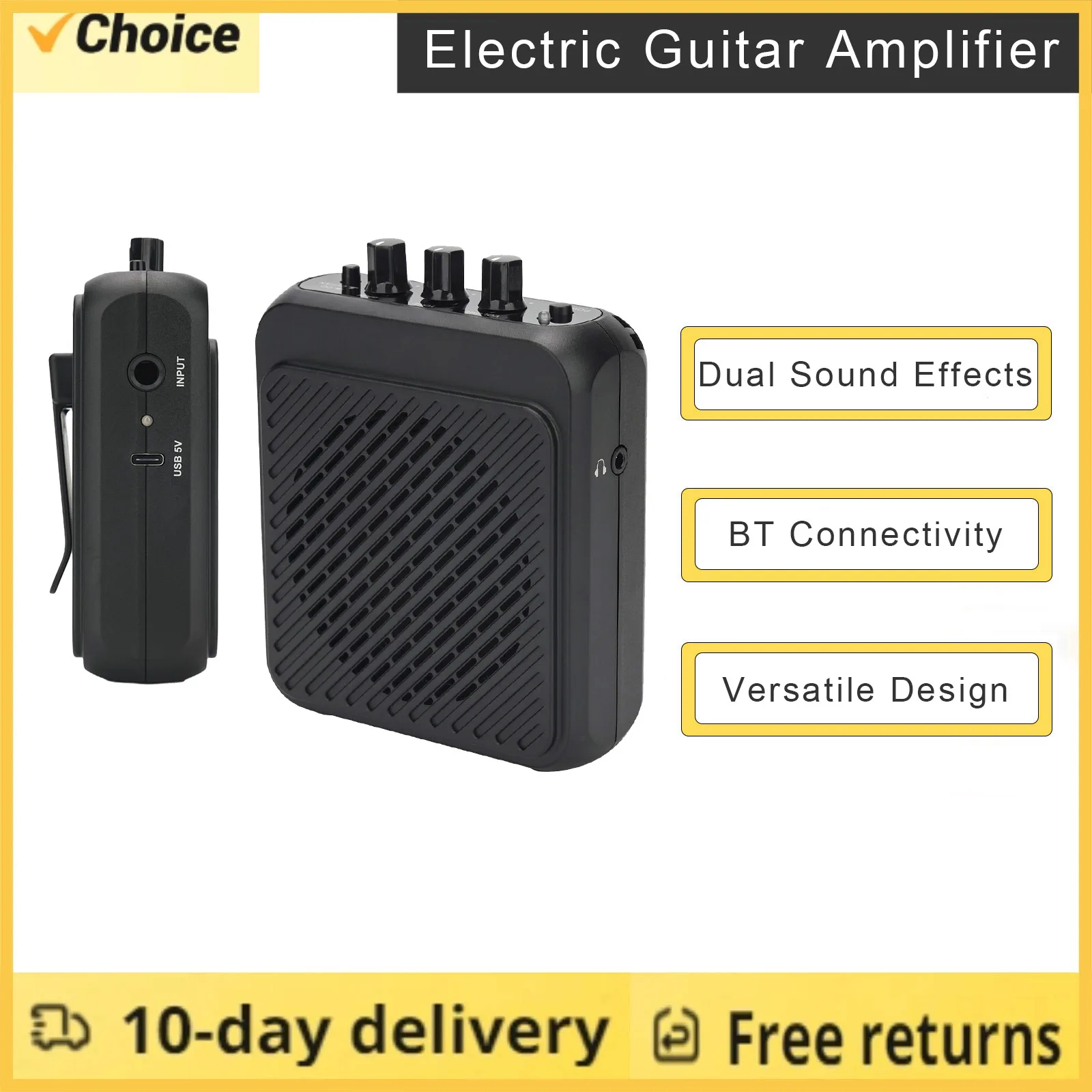 

Усилитель для электрогитары AG-03N BT Динамик Мини-дизайн с поясным креплением 2 режима 3 Вт Перезаряжаемый с наушниками Бесшумная практика