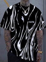 The 2025 summer new men's 3D printed zebra striped T-shirt is a fashionable casual sporty and retro striped T-shirt