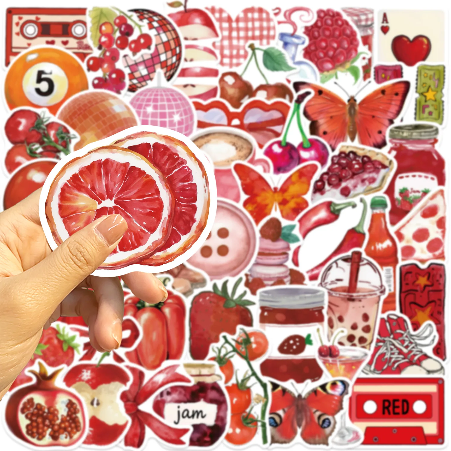 

50PCS Cherry Downtown Sticker INS Style Graffiti Cartoon Creative DIY Stationery Box Water Cup Scooter Mobile Phone Case Decal