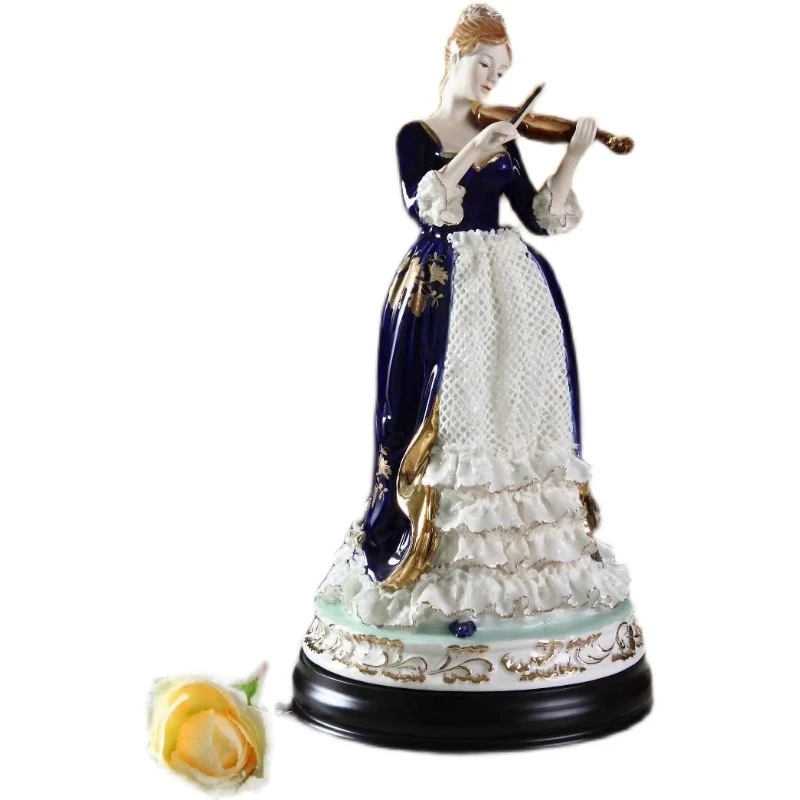 Ceramic figure ornament violin girl