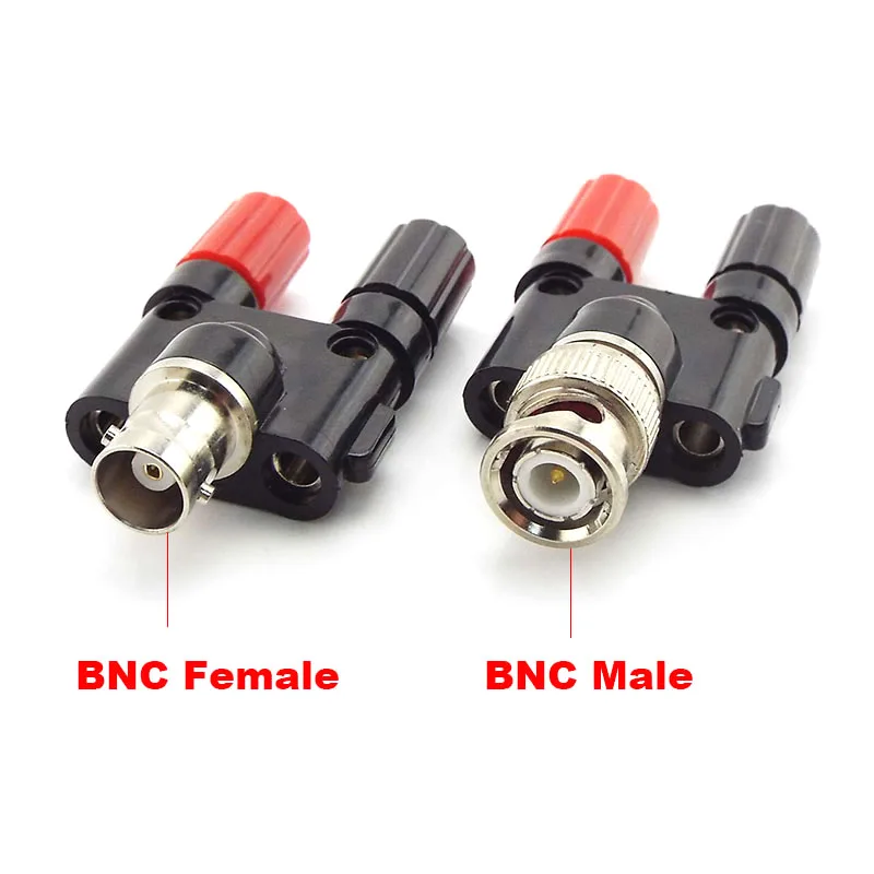 BNC Male to Dual 4mm Banana BNC Female Jack Coaxial Connector RF Adapter D6