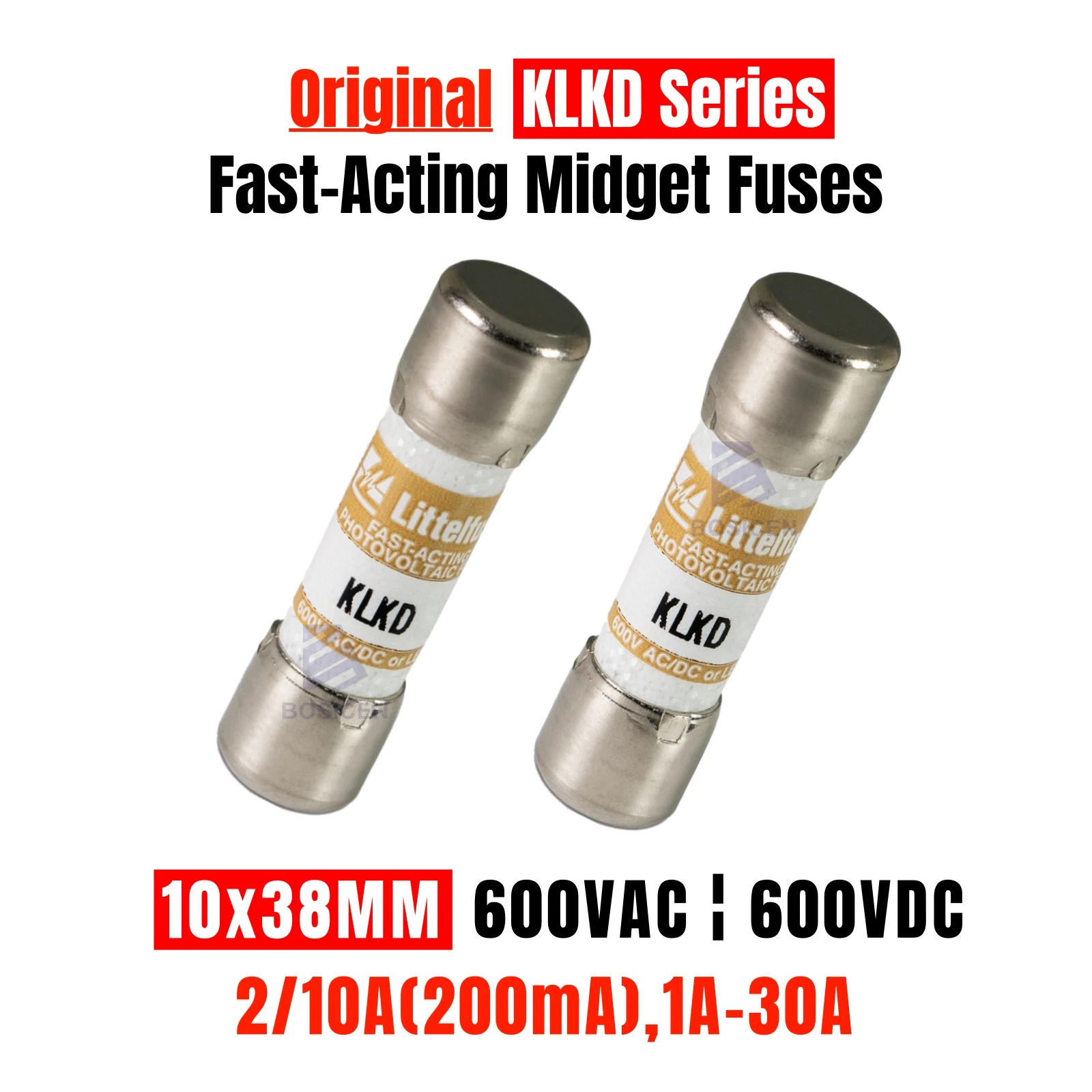 New Original 600V 10*38 10X38MM Fast acting Fuse KLKD 4A 0.2A 1A 2A 3A 5A 6A 7A 8A 9A 10A 12A 15A 20A 25A 30A KLKD004 KLKD.200