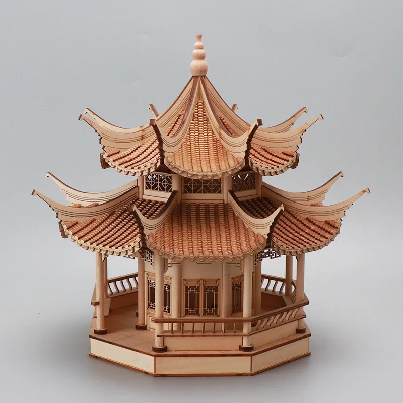

creative ancient building octagonal pavilion home living room entrance soft decoration TV wine cabinet ornament