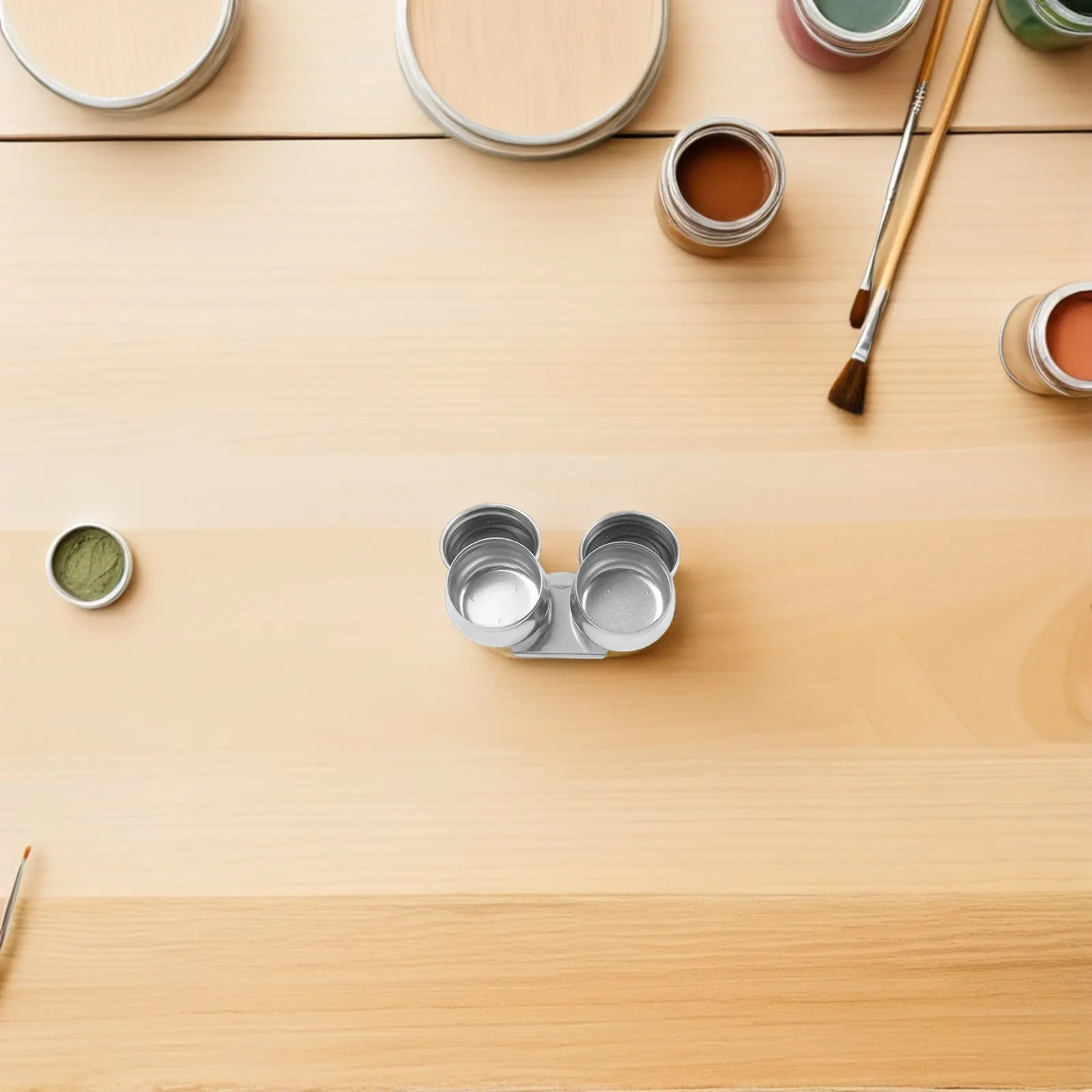 Stainless Steel Double Palette Cup Large Mouth Oil Painting Container with Thickened Rubber Gasket Lid for Pigment Mixing