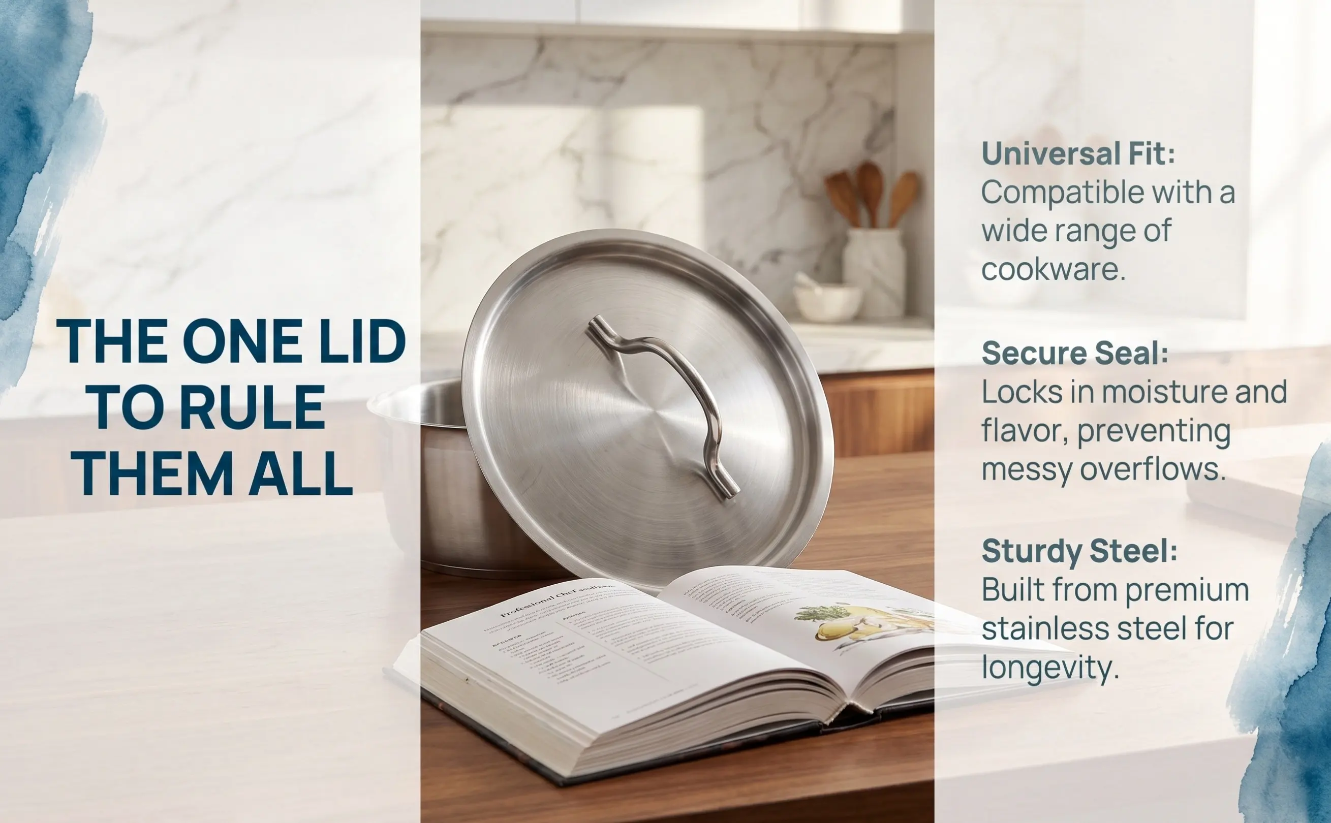 Heavy Duty Stainless Steel Wok Pot Lid Universal Replacement Round Frying Pan Cover Kitchen Lid Cooking Supply