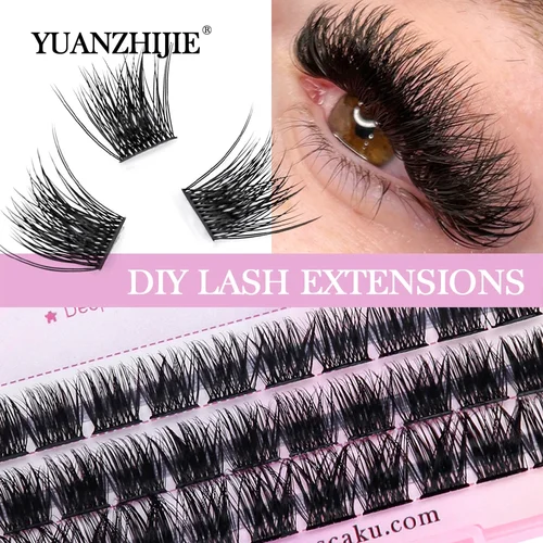 YUANZHIJIE-mechones de pestañas dramáticas, visón suave de primera calidad, grupos individuales DIY, pestañas segmentadas, maquillaje