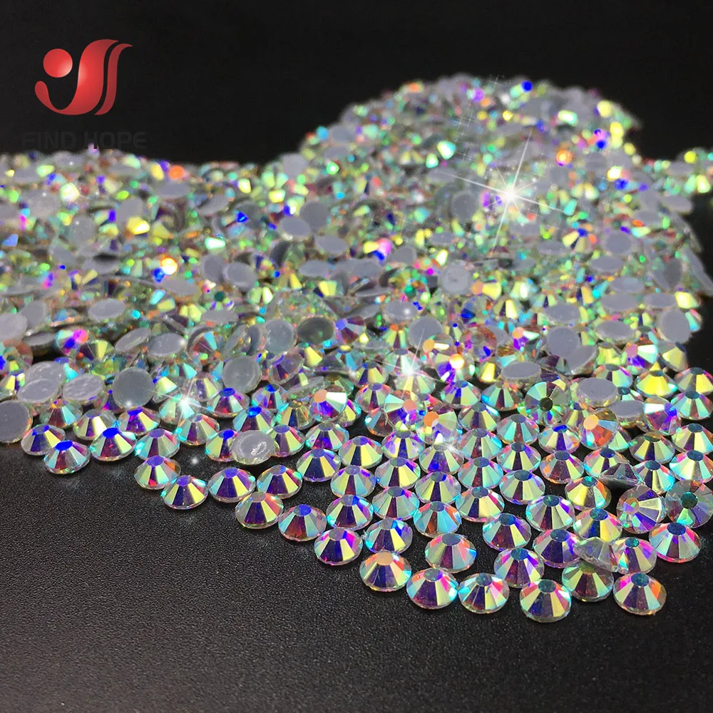 ON Hotfix 1440pcs Crystal AB Glitter FlatBack Rhinestones White Clear Strass Stones Nail Art Sewing Fabric Clothing Decor DIY