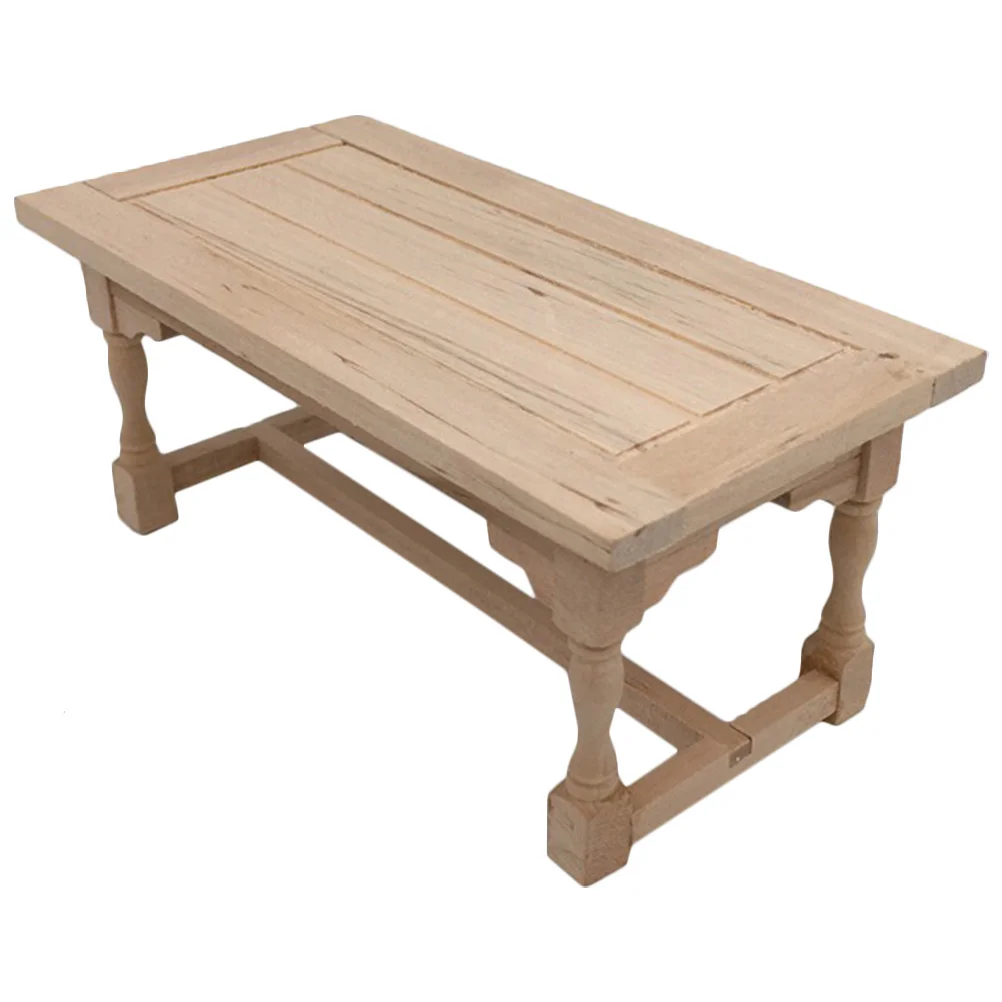 

1:12 Scale Mini Wooden Table Unfinished Natural Finish Small Dining Table for Dollhouse Furniture Collection Pretend Play