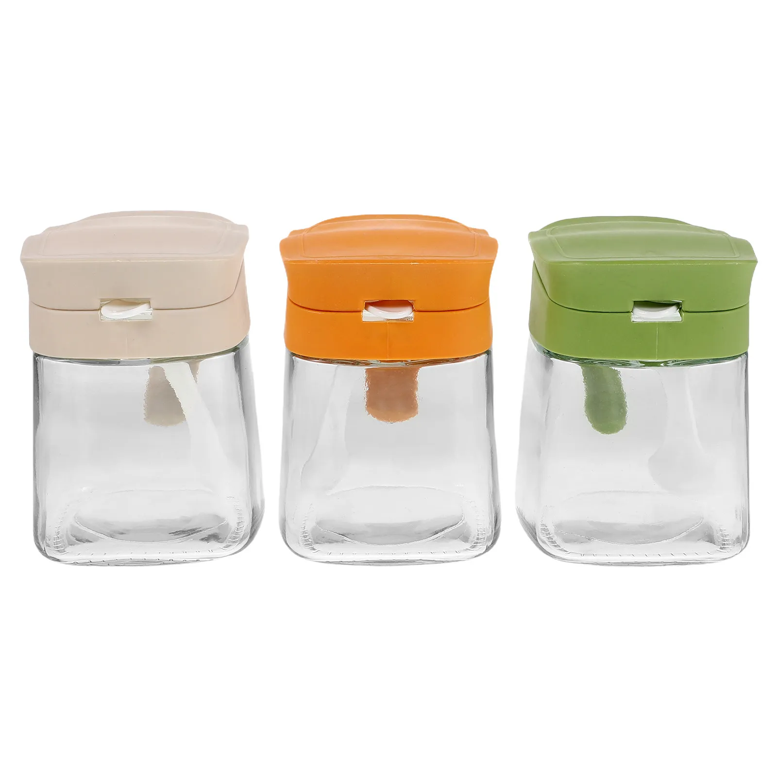 

3Pcs Glass Spice Jars Flip Lid Clear Seasoning Containers Airtight Condiment Holder Kitchen Storage Spice Pots Storage Container