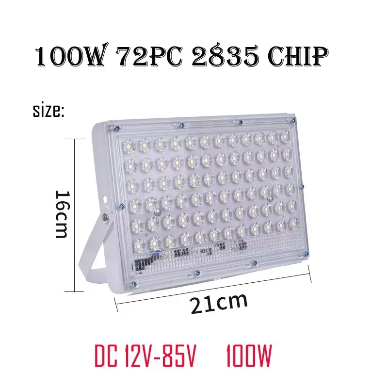 5PCS DC 12V-85V 50W 100W Floodlight Spotlight Volt Reflector Led Portable Security Light Connect with Battary